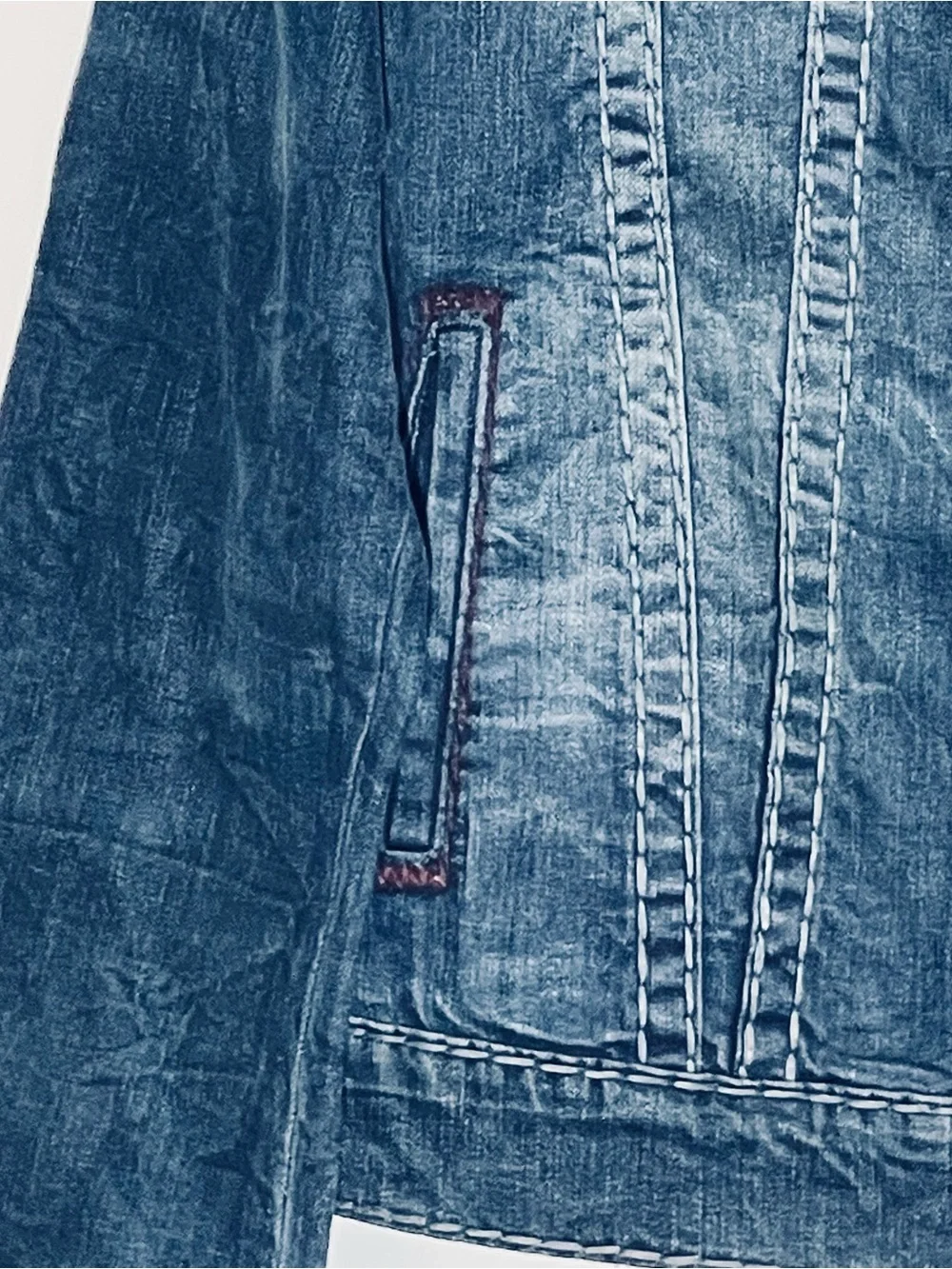 Vintage True Religion Jimmy Super T Red Stitch  Denim Trucker Jacket XXXL